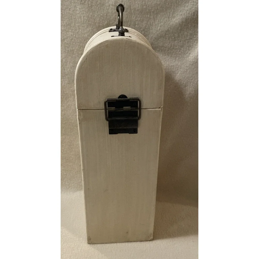Vintage Hand Painted Wooden Wine Box Single Bottle Carrier Grapes Rustic Kitchen